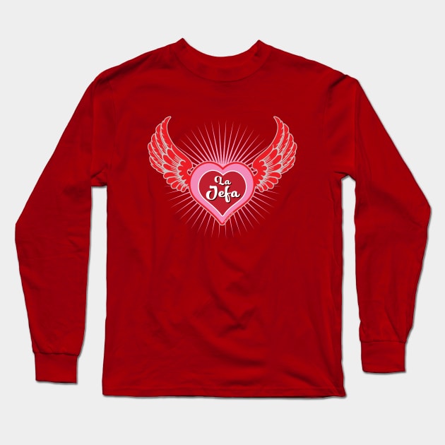 La Jefa Winged Heart Long Sleeve T-Shirt by MikeCottoArt